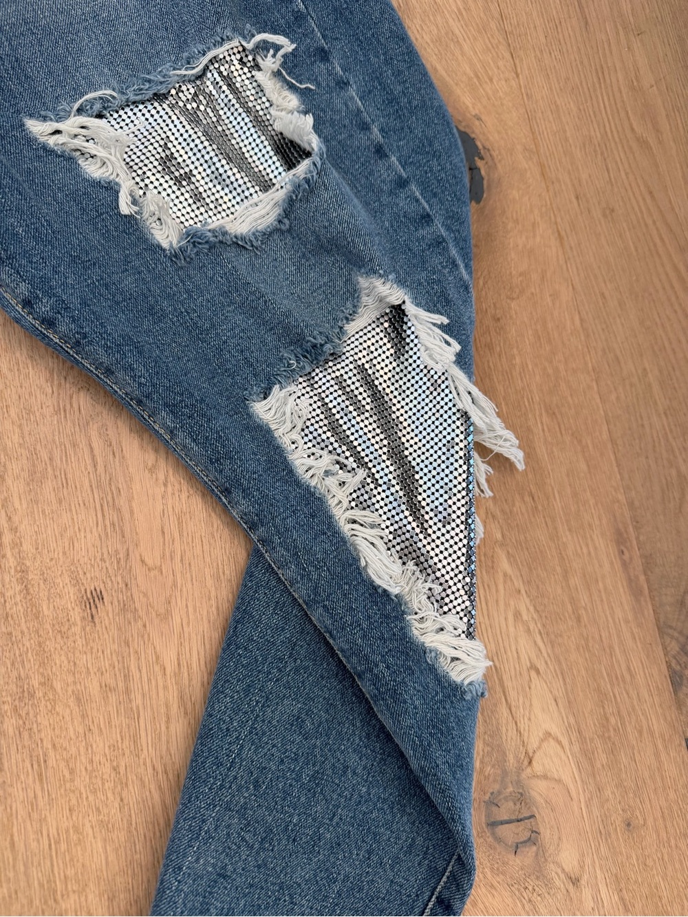 Topshop Distressed Boyfriend Jeans - Medium Blue